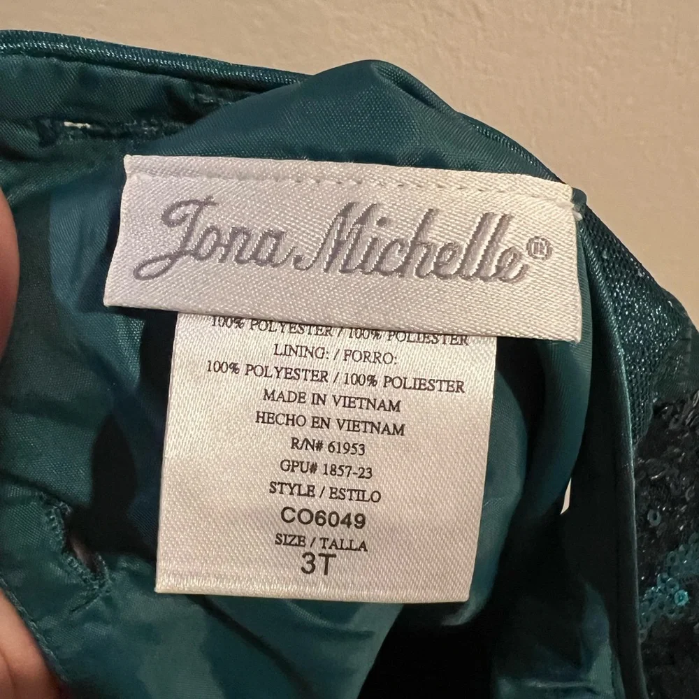 Jona Michelle emerald green 3T holiday sleeveless dress - Picture 4 of 8